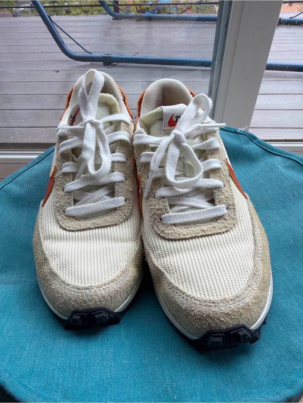 Nike Waffle Debut Sneakers Women’s 7.5 Cream Tan Orange Suede Mesh Running NWOT - Picture 3 of 9